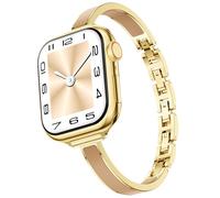 Mosonio Apple Watch Band Slim Designer Elegant Thin Elegant Metal Band with Embedded Silicone Accents Compatible with Apple Watch Ultra/Series 11 10 9 8 7 6 5 4 SE 3 2, Gold and Nude, 38mm 40mm 41mm