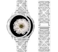 Mosonio Compatible with Samsung Galaxy Watch 5 Band / Samsung Galaxy Watch 4 Band , 20 mm Sliver Bling Galaxy Watch Band with 40 mm Cover Case, Jewelry Metal Wristband for Women（Sliver,40 mm）