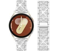 Mosonio Compatible with Samsung Galaxy Watch 8 Band 40mm, 20mm Bling Jewelry Metal Band with 40mm Cover Case for Women for Galaxy Watch 8（Silver,40 mm）