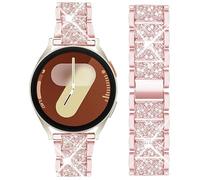 Mosonio Compatible with Samsung Galaxy Watch 8 Band 44mm, 20mm Bling Jewelry Metal Band with 44mm Cover Case for Women for Galaxy Watch 8（Rose Pink,44 mm）