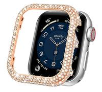 Mosonio Metal Case Cover Compatible with Apple Watch S10 46mm, Full Bling Metal Watch Frame for Women, Shiny and Durable Protective Case Cover for iwatch Series 10(Rose Gold,46mm)