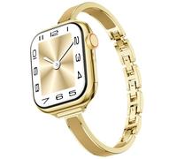 Mosonio Slim Bracelet Bands for Apple Watch Women, Elegant Designer Dressy Metal Band with Embedded Silicone Accents for iWatch, Easy-Adjust Link Strap Compatible with Apple Watch Series 11/10 (42mm