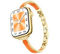 Mosonio Slim Bracelet Bands for Apple Watch Women, Elegant Thin Strap with Easy-Adjust Link Clasps, Compatible with Apple Watch Ultra (49mm) & Series 11/10 (46mm), Series 9/8/7 (45mm), Series 6/5/4/SE