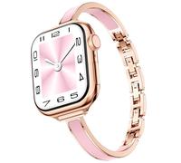 Mosonio Slim Bracelet Bands for Apple Watch Women, Elegant Thin Strap with Easy-Adjust Link Clasps, Compatible with Apple Watch Ultra (49mm) & Series 11/10 (46mm), Series 9/8/7 (45mm), Series 6/5/4/SE