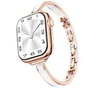 Mosonio Slim Bracelet Bands for Apple Watch Women, Elegant Thin Strap with Easy-Adjust Link Clasps, Compatible with Apple Watch Series 11/10 (42mm), Series 9/8/7 (41mm), Series 6/5/4/SE (40mm), Series