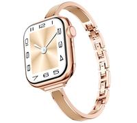 Mosonio Slim Bracelet Bands for Apple Watch Women, Elegant Thin Strap with Easy-Adjust Link Clasps, Compatible with Apple Watch Series 11/10 (42mm), Series 9/8/7 (41mm), Series 6/5/4/SE (40mm), Series