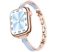 Mosonio Slim Bracelet Bands for Apple Watch Women, Elegant Thin Strap with Easy-Adjust Link Clasps, Compatible with Apple Watch Series 11/10 (42mm), Series 9/8/7 (41mm), Series 6/5/4/SE (40mm), Series