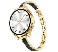 Mosonio Slim Elegant Band Compatible with Samsung Galaxy Watch 7/6/5/4/FE/Active 2 40mm 44mm for Women, 20mm Dressy Metal Bands with Embedded Silicone Accents and Easy-adjust Link Clasps for Galaxy