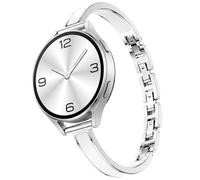 Mosonio Slim Elegant Band Compatible with Samsung Galaxy Watch 7/6/5/4/FE/Active 2 40mm 44mm for Women, 20mm Dressy Metal Bands with Embedded Silicone Accents and Easy-adjust Link Clasps for Galaxy