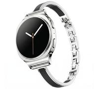 Mosonio Slim Elegant Band Compatible with Samsung Galaxy Watch 8 40mm 44mm for Women, Dressy Metal Bands with Embedded Silicone Accents and Easy-adjust Link Clasps for Galaxy Watch 8 (Silver + Black)