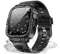 Mosonio Sport Rugged Case with Splash-Resistant Light TPU Band for Apple Watch Bands 41mm, 360° Protective Cover, Built-in Screen Protector Compatible for iwatch Series 9 8 7 Men (Black,41mm)