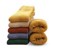 MOSOTECH 5 Pairs Thermal Socks for Women - Thick Cushioning Inner, Lock in Warmth, Ladies Winter Cosy Breathable Crew Boot Socks for Walking Casual Daily, UK Size 4~8