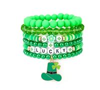 MOSOTECH Wicked Friendship Bracelets,Wicked Merch Elphaba Galinda Friendship Matching Bracelets,St Patrick's Day Bracelet Set, One Size, Vinyl, no gemstone