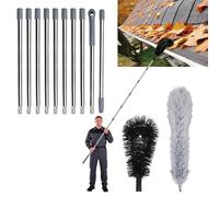 MospdyGear 10Pcs Adjustable Gutter Cleaners with 2 Brushes, Gutter Clean Out Tool Kit, Clears Leaves & Branches from Safe Ground Level, Ideal for for Homeowners & DIYers
