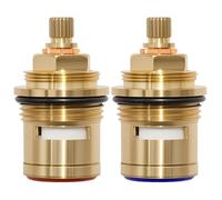 MospdyGear 2Pcs Pair 3/4 Ceramic Disc Cartridge, Replacement for Hot and Cold Inner Faucet Valve, Quarter Turn 50mm 20 Teeth Brass Cartridge
