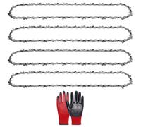 MospdyGear 4-Pack 16-Inch Chainsaw Chain, 3/8" Pitch, 0.050" Gauge, 56 Drive Links, Replacement for Husqvarna, 4 Saw Chains, 1 Pair of Gloves