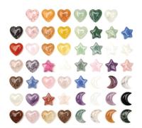 MospdyGear 54 PCS Tiny Polished Gemstone Charms Set, Celestial Moon Star & Love Heart Crystal Slices for Witchy Crafts Zen Gardens Fairy Houses & Sensory Play
