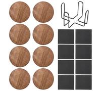MospdyGear 8Pcs Acacia Wood Coasters with Holder, Wood Holder for Easy Storage, Ideal for Coffee Table, Dining Table, or Desk