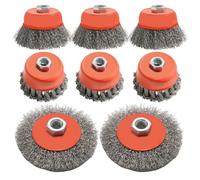 MospdyGear 8Pcs Wire Brush Kit for Angle Grinder, Twist Knot Wire Brush Crimped Wire Brush 75 mm and 100 mm Thread M14 x 2, for Cleaning, Rust Removal and Grinding