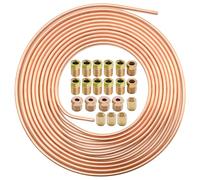 MospdyGear Brake Pipe Copper Coated Tubing 32.8Ft. of 3/16", Automotive Replacement Brake Lines Kit, with 16 Nuts Fittings and 4 PCS Pipe Fittings Assortment