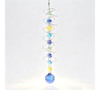 MospdyGear Hanging Spiral Tail Gazing Ball Wind Spinner, Blue Crystal Suncatcher with Double-Spiral Design, Decorative Home and Garden Accent for Indoor and Outdoor Use