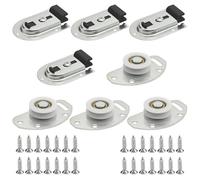 MospdyGear Sliding Door Kit, 4 Pack Bottom Rollers and 4 Pack Top Brackets with 36 Screws, Suitable for Wardrobes, Rooms and Various Sliding Door Installations