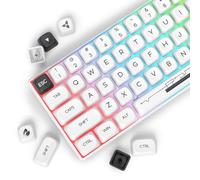 Mosptnspg 145 PBT Custom Cartoon Keycaps, MOA Profile Dye-Sublimation Ball Cap Set for Cherry/Gatron MX Switches 60 Percent/96%/61 Gaming Mechanical Keyboard (Minimalistic White)