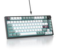 Mosptnspg 75% TKL Wired Mechanical Keyboard,RGB Backlit Gasket Mount 82 Key Hot Swappable Custom Linear Red Switch Gaming Keyboard with Volume Knob & PBT Keycaps (82 Misty)