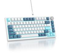 Mosptnspg 75% TKL Wired Mechanical Keyboard,RGB Backlit Gasket Mount 82 Key Hot Swappable Custom Linear Red Switch Gaming Keyboard with Volume Knob & PBT Keycaps (82 Shoko)