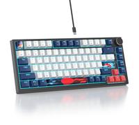 Mosptnspg 75% TKL Wired Mechanical Keyboard,RGB Backlit Gasket Mount 82 Key Hot Swappable Custom Linear Red Switch Gaming Keyboard with Volume Knob & PBT Keycaps (82 White Earth)