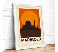 Mosque at Sunrise Vintage Framed Wall Art Print A2 White