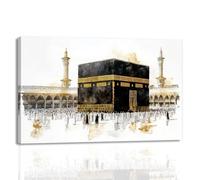 Mosque Canvas Wall Art Muslim Mecca Grand Mosque Pictures Mecca Kaaba Poster Prints Islamic Paintings for Home Office Wall Decor(Artwork-2,12"x18")