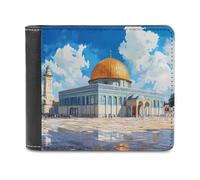 Mosque Jerusalem World Famous Building Men's Wallets Minimalist Bifold Wallet Leather Card Cases Casual Coin Purse