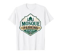 Mosque Parking Expert Funny Muslim Humour Islamic Community Value Graphic T-Shirt, Men, White, M