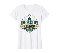 Mosque Parking Expert Funny Muslim Humour Islamic Community Value Graphic T-Shirt, Women, White, S