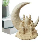 Mosque Table Decor - 6.69 X 3.94 X 7.48 Inch, 3D Luminous Moon Sculpture, Middle East Festival Statue Crafts, For Collectors Photography, Home | Summer Display