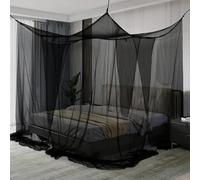 Mosqui-to Net For Bed, Black Canopy Bed Curtains, Large Super King Bed Mesh Fly Netting For Bedroom, Travel, Camping 190×210 Cm