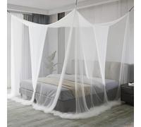 Mosqui-to Net For Bed, White Canopy Bed Curtains, Large Super King Bed Mesh Fly Netting For Bedroom, Travel, Camping 190×210 Cm