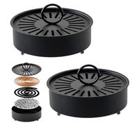 Mosquito Coil Holder 2-Pack with Cleaning Brushes, Retro Metal Incense Burner with Lid, Portable Outdoor Coil Case for Patio Camping Garden, Fire-Resistant Enclosed Ash Catcher, Black & Bronze