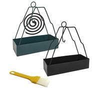 Mosquito Coil Holder 2Pcs, Simple Iron Mosquito Incense Holder Hanging Coil Incense Burner Holder for Home Garden Outdoor, with Cleaning Brush
