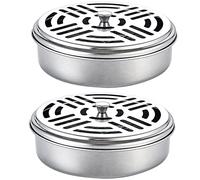 Mosquito Coil Holder Stainless Steel Coil Incense Burner Portable Mosquito Spiral Holder Box Sandalwood Incense Stick Fireproof, 2PCS, Burner