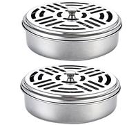 Mosquito Coil Holder,Stainless Steel Coil Incense Burners,2Pcs Portable Mosquito Spiral Holder Box,Sandalwood Incense Stick Holder Fireproof Incense Holder