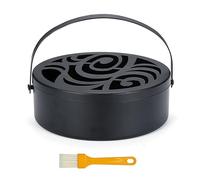 Mosquito Coils Holder Metal Incense Holder with Lid Handle Small Vintage Pattern Coil Incense Burner Box for Indoor Outdoor, with Cleaning Brush