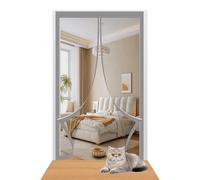 Mosquito Door Net Magnetic 128 x 199 cm Easy to Install Without Drilling Door Fly Screen Curtain with Powerful Magnets/Full Frame Magic Tape for Home Office Balcony Patio Garden, Grey