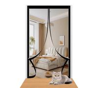 Mosquito Door Net Magnetic 142 x 200 cm Easy to Install Without Drilling Door Fly Screen Curtain with Powerful Magnets/Full Frame Magic Tape for Home Office Balcony Patio Garden, Black