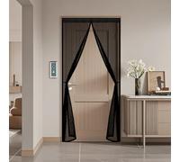 Mosquito Door Screen 110 x 250 cm Keep Bugs Out, Full Frame Magic Tape, Powerful Magnets, Self Sealing, No Drill Installation, Heavy Duty Bug Mesh for Balcony Bedroom Doors, Black