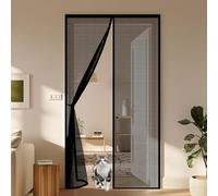 Mosquito Door Screen 145 x 310 cm Keep Bugs Out, Full Frame Magic Tape, Powerful Magnets, Self Sealing, No Drill Installation, Magnetic Fly Screens for Balcony Bedroom Doors, Black