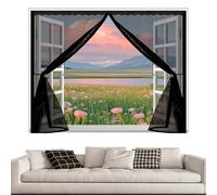 Mosquito Door Screen 190 x 180 cm Keep Bugs Out, Full Frame Magic Tape, Powerful Magnets, Self Sealing, No Drill Installation, Mosquito Door Screen for Balcony Bedroom Doors, Black