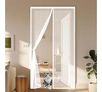 Mosquito Door Screen 250 x 200 cm Keep Bugs Out, Full Frame Magic Tape, Powerful Magnets, Self Sealing, No Drill Installation, Magnetic Fly Screens for Balcony Bedroom Doors, White