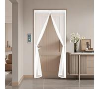 Mosquito Door Screen 77 x 250 cm Keep Bugs Out, Full Frame Magic Tape, Powerful Magnets, Self Sealing, No Drill Installation, Heavy Duty Bug Mesh for Balcony Bedroom Doors, White